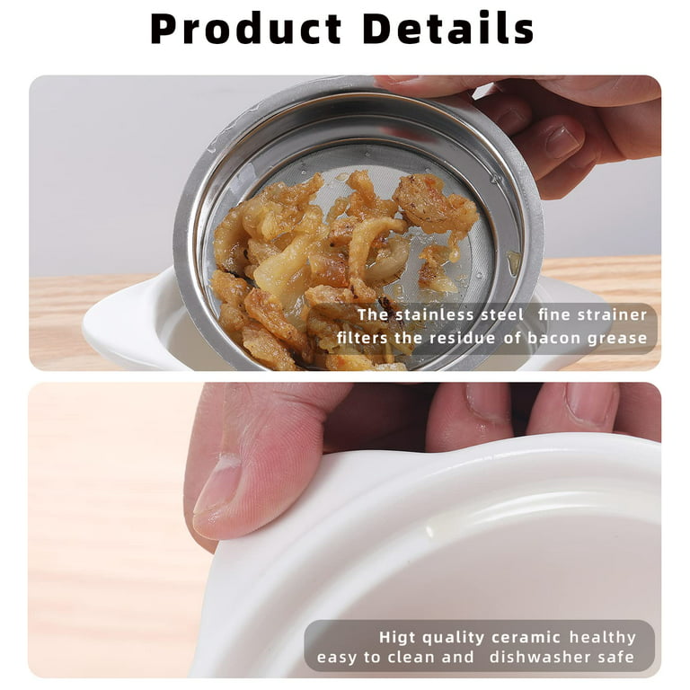 Silicone Bacon Grease Container With Strainer,keeper For Storing