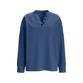 thumbnail image 4 of ICHUANYI Women's V Neck Solid Tops Casual Long Sleeve Pullover Fashion Solid Color Long-sleeved V-neck Pullover Top, 4 of 8