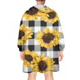 thumbnail image 2 of Black White Gray Checker Sunflower Pattern Wearable Oversized Blanket,Wearable Blanket Hoodie for Adults,Cozy Hooded Blankets with Super Pockets,Super Warm Fuzzy Pullover for Women & Men, 2 of 6