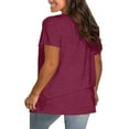 thumbnail image 4 of Yigetop Plus Size Tshirts Plus Size V Neck T Shirts Women Short Sleeve Tops Casual Summer Tshirts Loose Fit Tee Womens Plus Size T Shirts Wine XL, 4 of 5