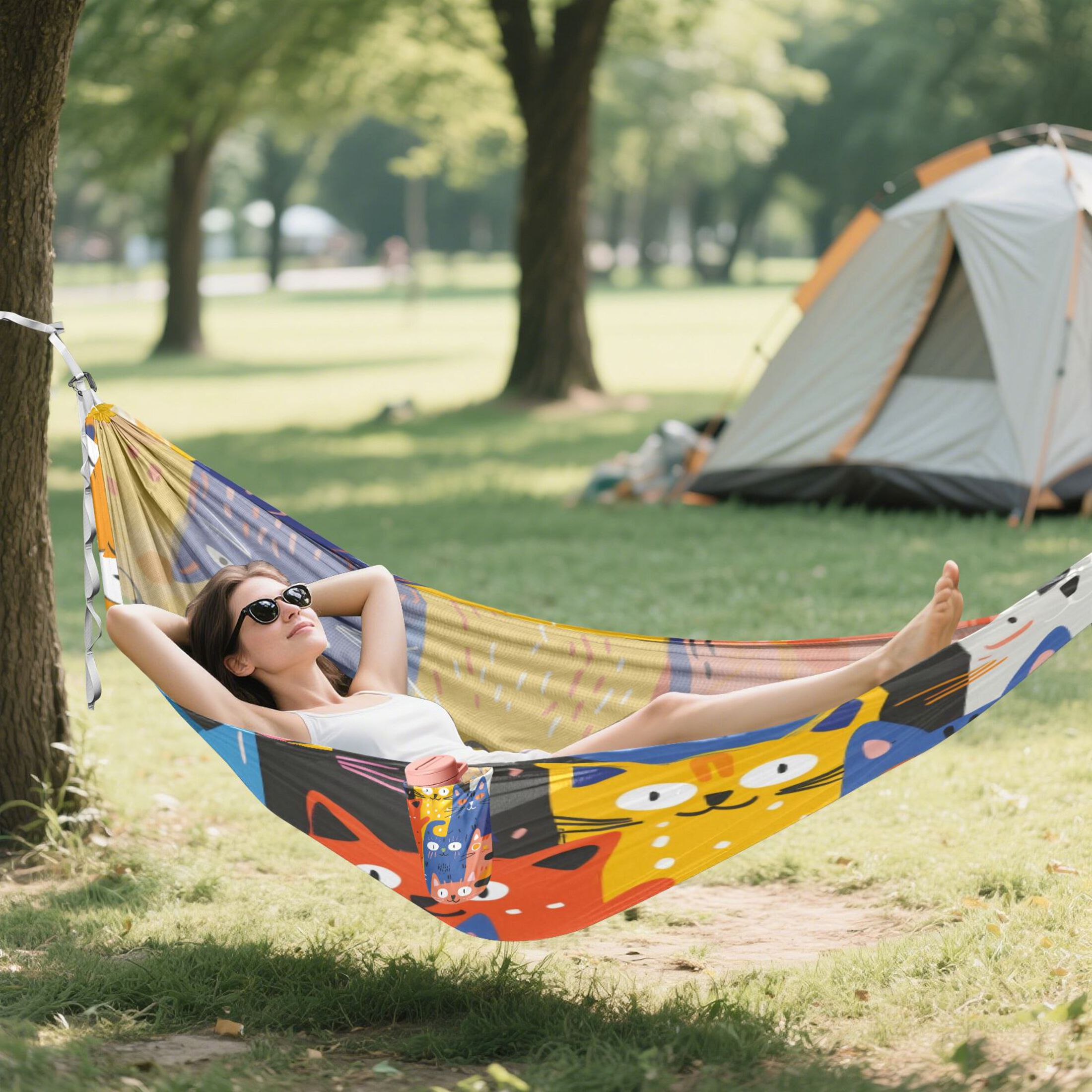 Hammock Camping Hammock Nylon Portable Hammock Travel Camping Hammock Colored Cat