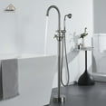 thumbnail image 2 of CASAINC Vintage 2-Handle Floor-Mount Buthtub Freestanding Roman Tub Faucet in Brushed Nickel, 2 of 9