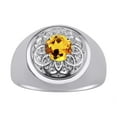 thumbnail image 1 of RYLOS Men's Rings 14K White Gold Designer Gypsy 7MM Round Gemstone & Diamond Ring Citrine November Birthstone Rings Size 8, 1 of 6