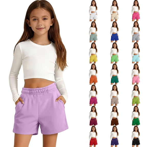 Toddler Kids Girl Shorts Casual Athletic Casual Shorts Loose Fit Elastic Waistband for Sports Outdoor Activities Girls Bottoms Trousers 3-4T
