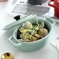 thumbnail image 2 of QJUHUNG Bol à Soupe en Céramique Vert pour Rangement, Robuste et avec Couvercle, 2 Pcs, Petit Format, 2 of 8
