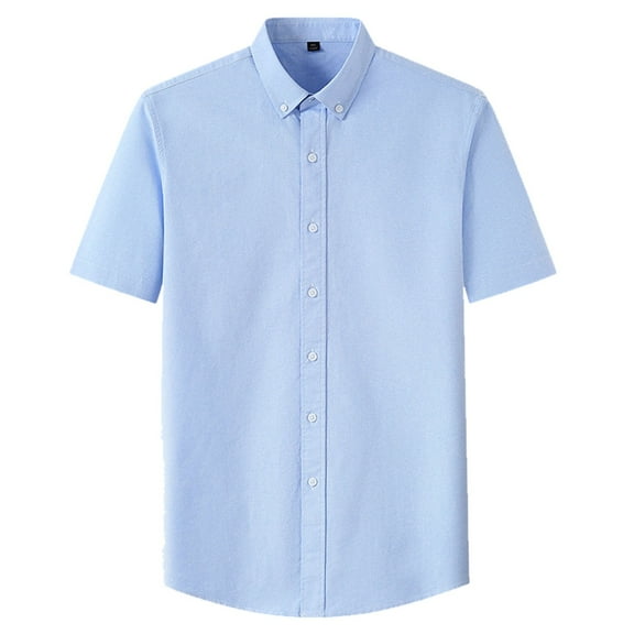Mens Button Down Shirt Men's Shirt Pack Men Business Casual Men's Big And Tall Shirts Neck Sleeve T Shirts for Men Pack Big And Tall Mens Small T Plan Custom Work Short Sleeve Blue L