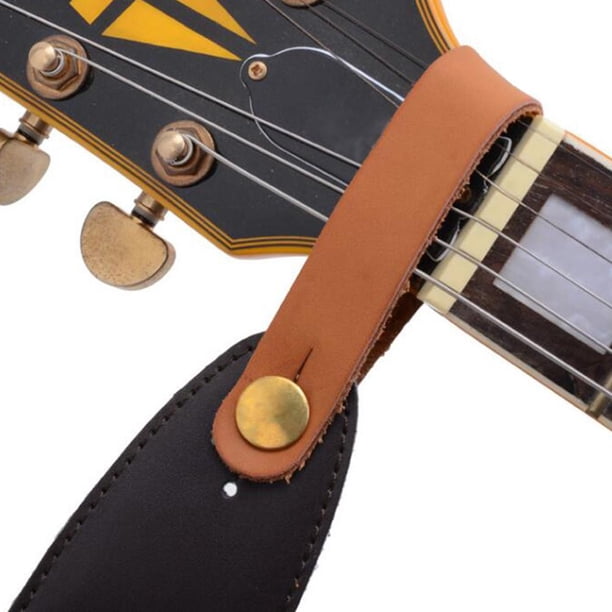 Correa de cuero para guitarra eléctrica con cierre de botón para ukelele bajo (marrón)