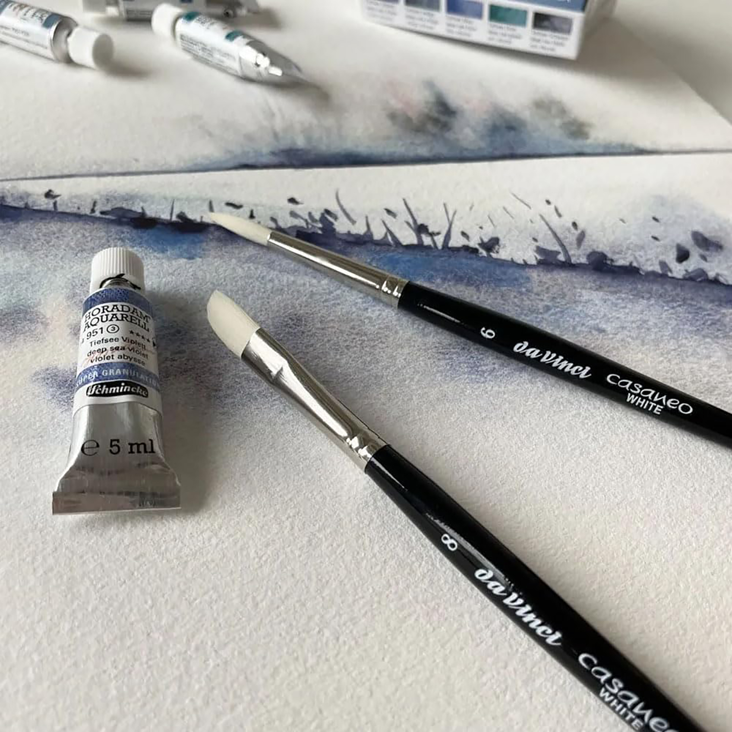 da Vinci CASANEO White for Schmincke Horadam, Synthetic, Watercolor, Series 5391, 2 Brush Set