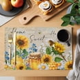 thumbnail image 2 of Yellow Sunflowers Placemats Set of 4, Elegant Pastoral Floral Daisy Bees Placemats for Dining Table, Place Mats for Kitchen Tabletop, Waterproof Wipeable Dining Table Mats Set, 2 of 9