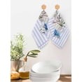 thumbnail image 2 of Easter Kitchen Dish Towels for Drying Dishes Set of 2, Spring Rabbit Watercolor Flowers Purple Stripes Waffle Weave Microfiber Hand Tea Bathroom Towels Quick Dry & Absorbent Towel 12x12, 2 of 7