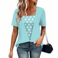 thumbnail image 2 of XYAIYT Women's T-Shirts Round Neck 2 In 1 Tops for Women Casual Polka Dot Printed Summer Short Sleeve Blouses, 2 of 5