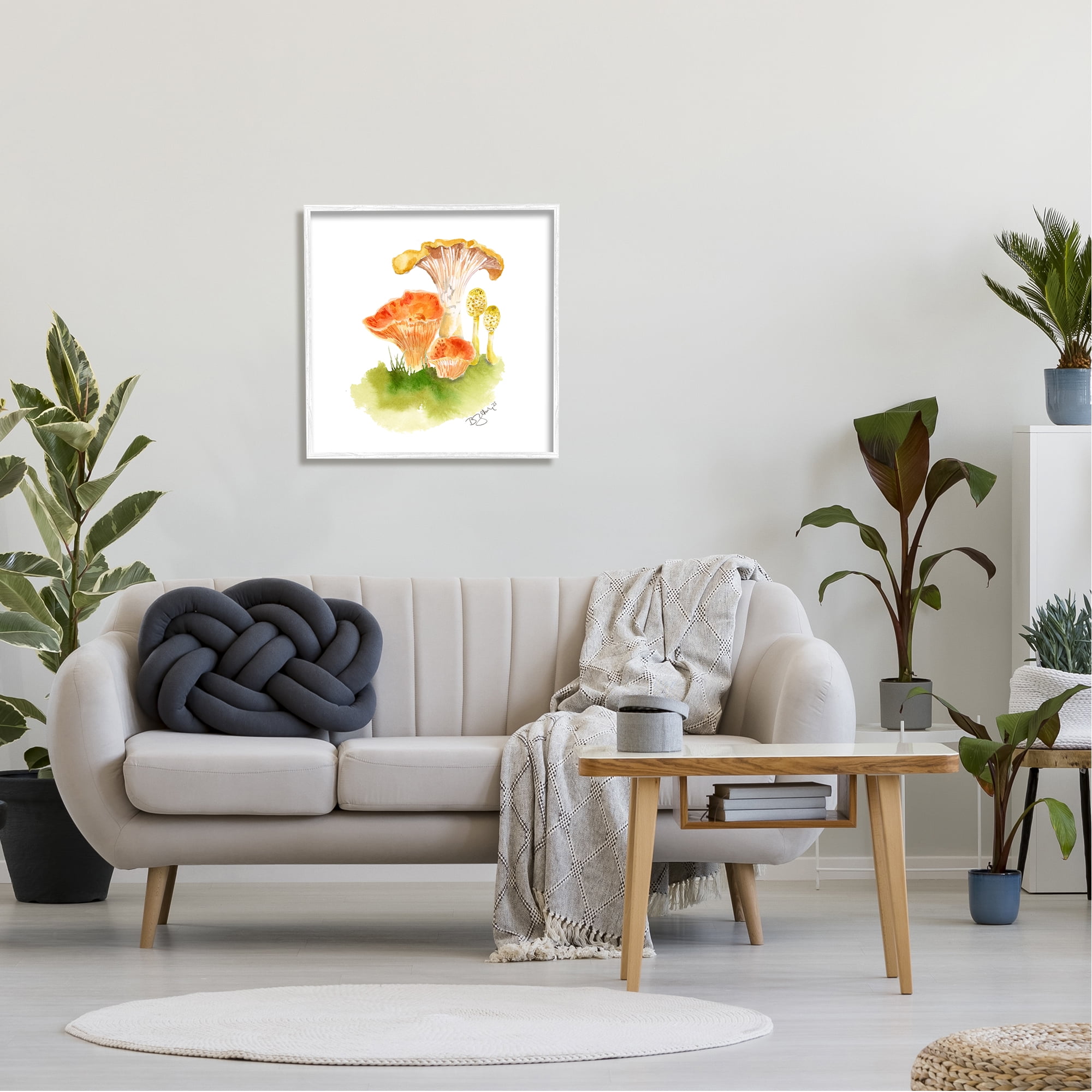 Stupell Industries Mixed Watercolor Mushrooms Botanical & Floral Painting White Framed Art Print Wall Art, 24 x 24