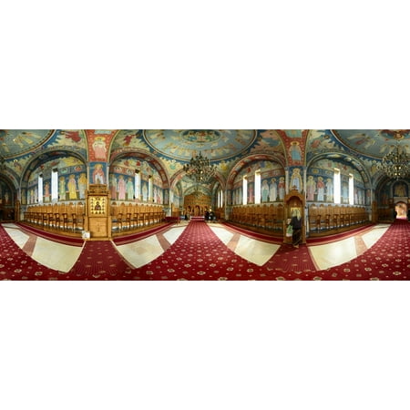 360 Degree Interior View Of The Sambata De Sus Monastery Sambata De Sus Brasov County Transylvania Romania Canvas Art Panoramic Images 27 X 9