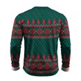 thumbnail image 7 of Christmas Men Round Neck Long Sleeve Pullover Top, Novelty Printed Xmas Festive Casual Wear, Comfortable Winter Party Shirts, Stylish Daily Outfit For Holiday Green L, 7 of 7