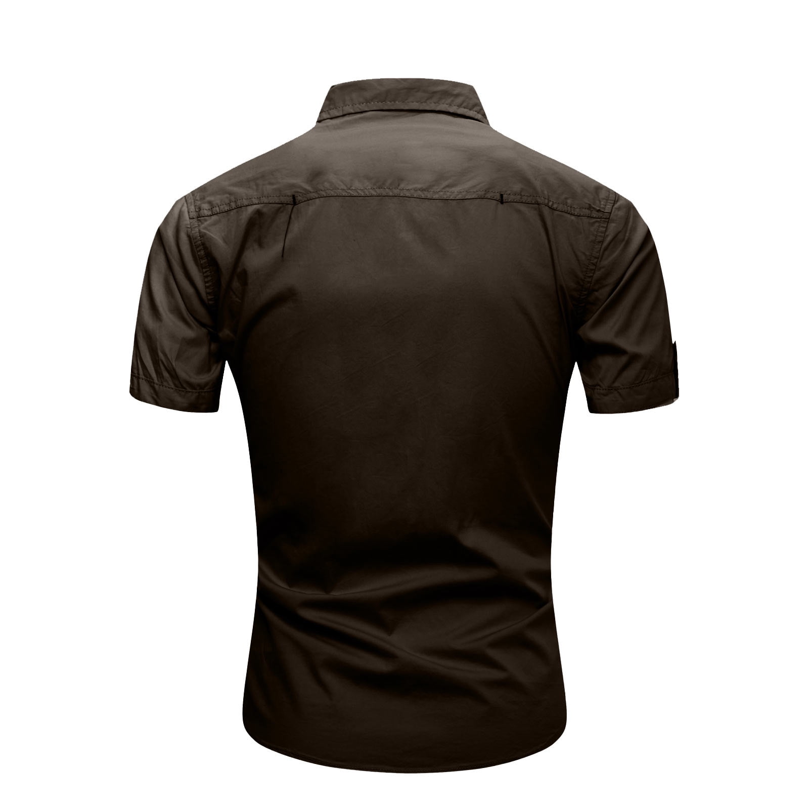 JXMVOJ Men's Workwear Short Sleeved Shirts, Casual Cotton Shirts, Lapel Collar Button-Down Shirts Military Style Shirt Summer Light Shirts Business Work Tops with Double Pockets