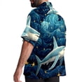 thumbnail image 3 of Starry Shark Men's Short Sleeve Button Down Poplin Hawaiian Shirt for Summer Beach, Casual Printed Unisex Style, 3 of 6