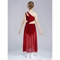 thumbnail image 3 of YiZYiF Girls Solid Color Lyrical Dance Costume Sleeveless Shiny Rhinestone Mesh Modern Dancing Dress Diamond Burgundy 10, 3 of 7