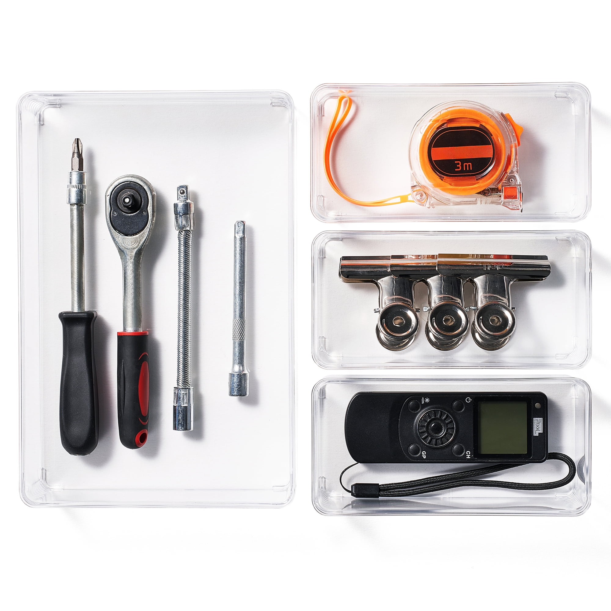 Sorbus Storage bin Drawer organizers for Office, Home, Desktop, Bathroom, Bedroom, and more (4-Piece Set)