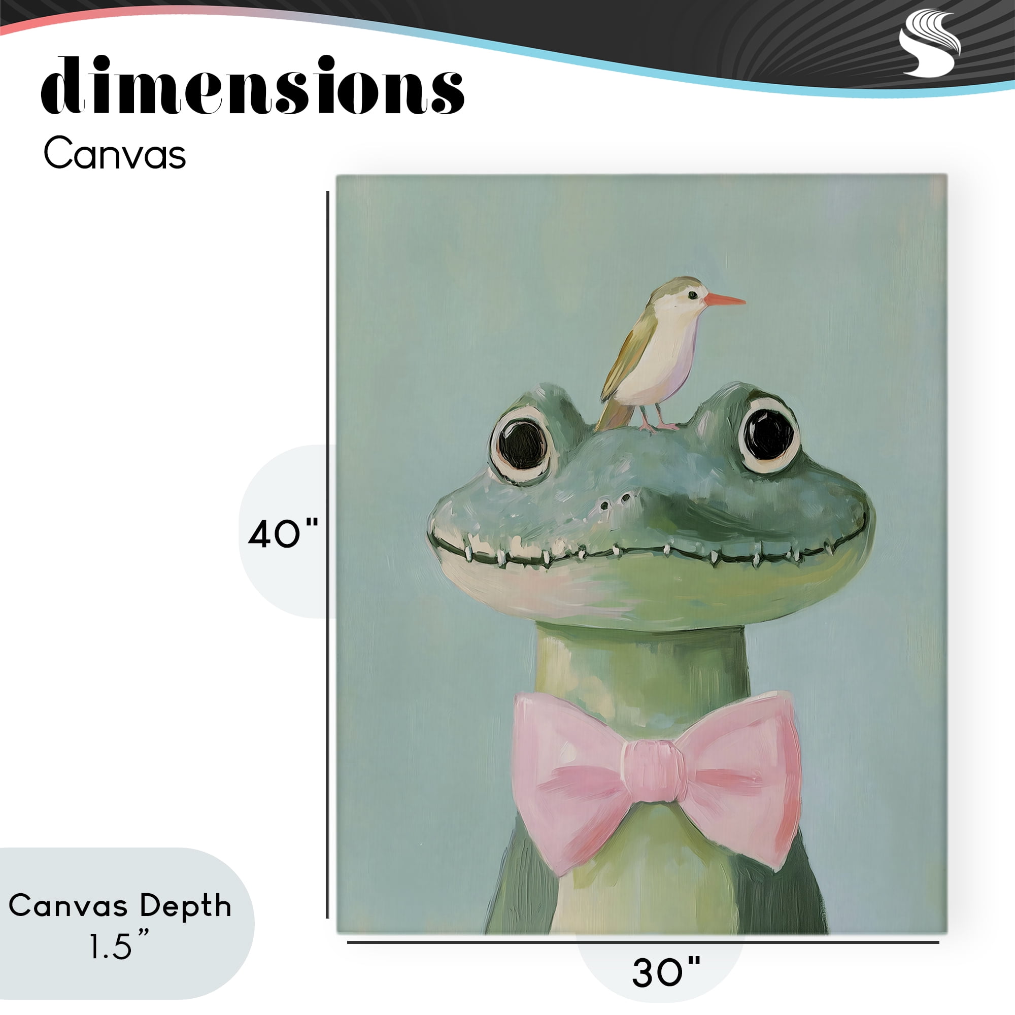 Stupell Industries Crocodile & Bird with Bowtie Canvas Wall Art, design by The Prints Vibe