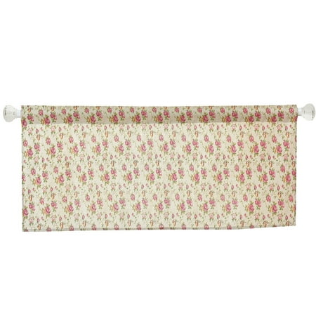 Where To Buy Nice Curtains Valance Rose Printing Blackout Window Curtain Valances Burlap Cotton Short Semi-Sheer Curtains Rod Pocket Window Drapes ()