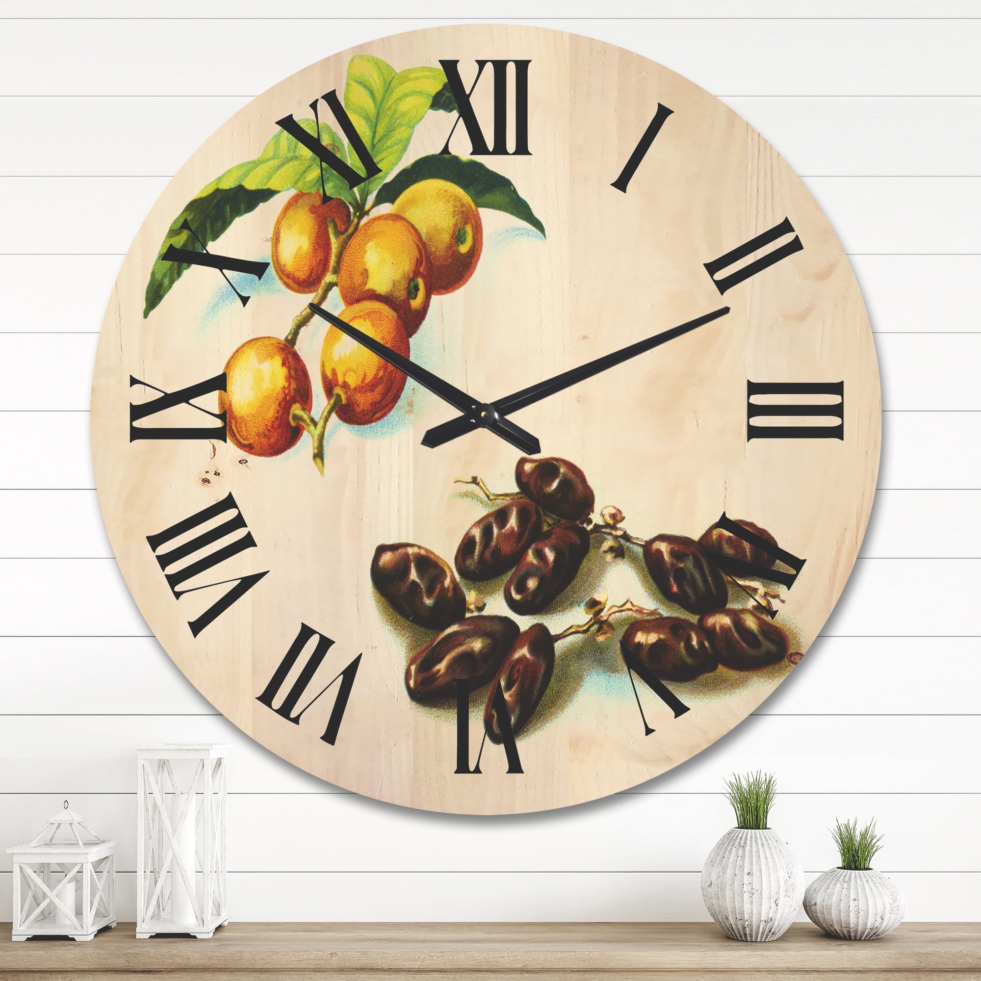 Designart 'Ancient Fruits IV' Farmhouse Wood Wall Clock
