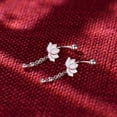 thumbnail image 3 of YYKihy Cute Cherry Flower Half Hoop Earrings For Women Cartilage 925 Sterling Silver Cubic Zirconia Chain Tassel Dangle Drop Earring Screw Back Ear Jacket Studs, 3 of 7