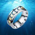 thumbnail image 2 of Slatcetga Fashion Men Women Cool Titanium Steel Finger Ring Decoration Ring Accessories Blue  Gold 12, 2 of 2