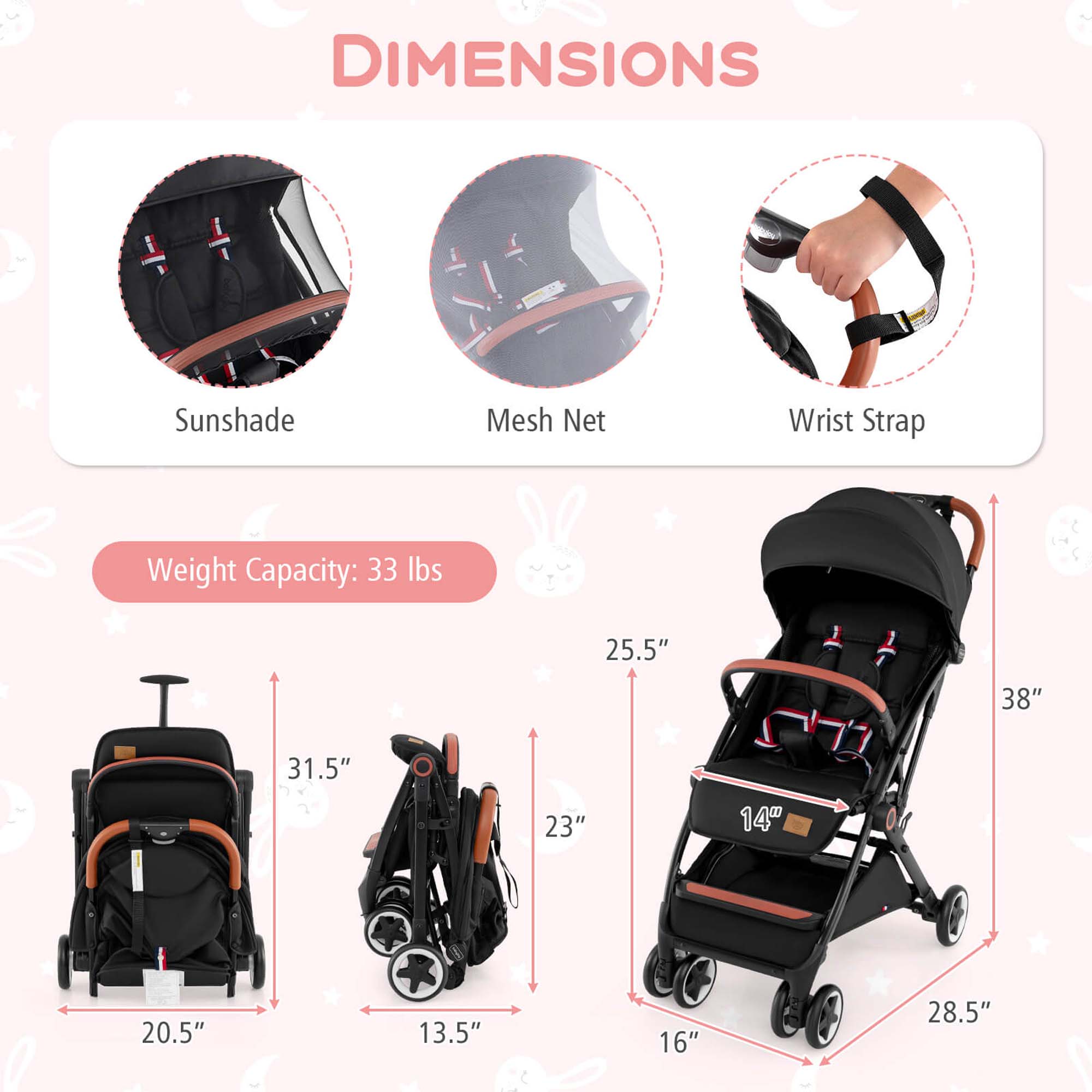 Costway Lightweight Stroller with Aluminum Frame and Adjustable Canopy photo 3