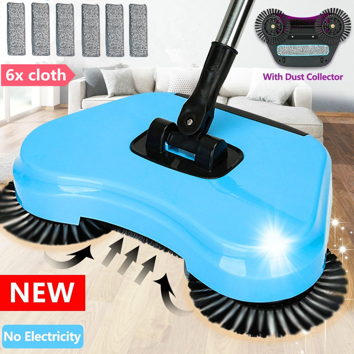 Household Spin Hand Push Sweeper Broom Floor Cleaning Mop No Electricity Office