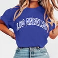 thumbnail image 6 of Hfnxid Top for Women Fashion Graphic Short Sleeve Shirt Loose Fit Letter Print Crewneck Blouse Casual Lightweight Regular Blouse Blue XL, 6 of 6