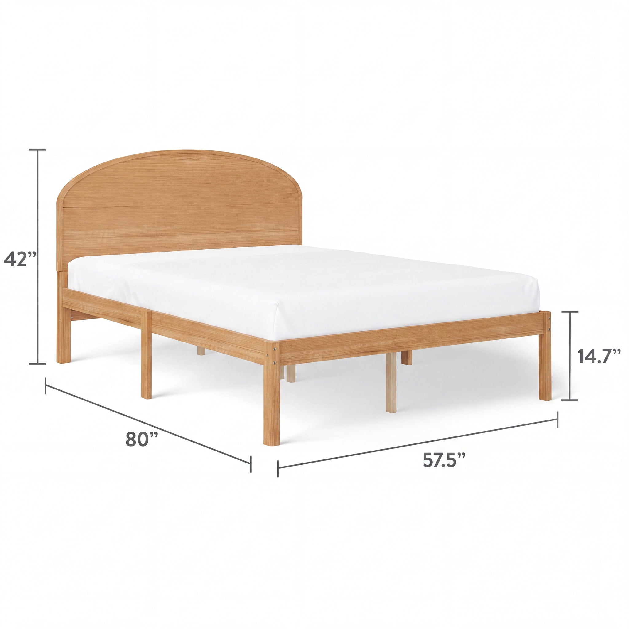 Mainstays Kids Full Size Wood Platform Bed Frame, Natural Teak