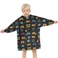 thumbnail image 3 of Colorful Games Retro Black Pattern Blanket Hoodies for Kids 6-13YR Oversize Wearable Blanket Hoodies for Boys Girls Teens, 3 of 7
