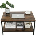 thumbnail image 4 of SuperDeal Rectangular Retro Coffee Table MDF & Metal 2-Tier Storage, Rustic Brown, 4 of 10