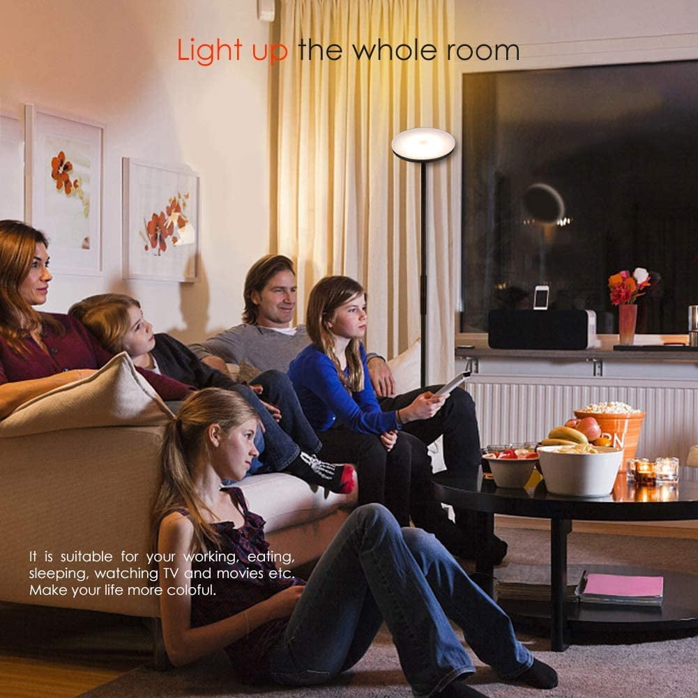 TECKIN Floor Lamp, 30W 2500LM LED Modern Torchiere Floor Lamp with 3 Color Temperatures, Memory Function, Stepless Dimmer, for Living Room, Bedroom, Office, Black