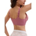 thumbnail image 3 of INSPIRE CHIC Mother's Day Front Closure for Women's Lace Full Coverage V Neck Wirefree Adjustable Straps Soft Bras S Dusty Pink, 3 of 4