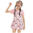 thumbnail image 4 of Cowsor 3-7Years Little Girls One Piece Swimsuit Cute Bow Print Short Sleeve Swim Dress Style UV Protection Comfortable Swimwear for Summer Beach, 4 of 7