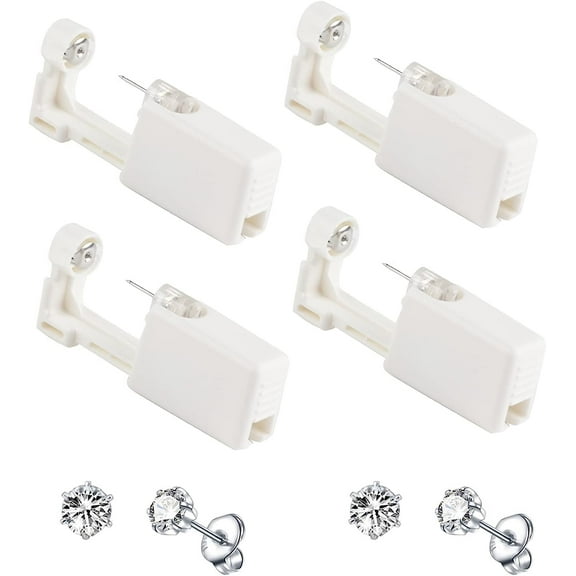 Ear Piercing Kit Disposable Self Ear Piercing Kit Safety 4 Pack Ear Piercing Gun Kit Tool with 5mm Earring Studs