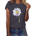 thumbnail image 1 of Hauts d'Été pour Femmes, Blouses Décontractées Élégantes 2024, T-Shirts à Manches Courtes Imprimés, Col Rond, Ample, Gris, 1 of 5