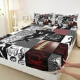 thumbnail image 3 of Feelyou Rugby Athlete Boys Bed Sheets, Modern Ball Game King Sheets, Fashion Patchwork Plaid Sheet Set, Luxury Bedroom Decor, 4pcs, 3 of 7