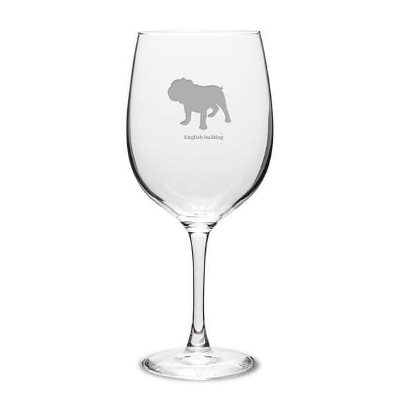 English Bulldog Deep Etched 19 oz Classic Red Wine Glass