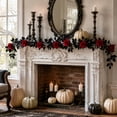 thumbnail image 2 of huayou Halloween Artificial Red Rose Garland, 78.74 Inch Black Leaves Red Flower Vine Swag for Indoor Mantel Wall Front Door Party Holiday Decor, 2 of 7