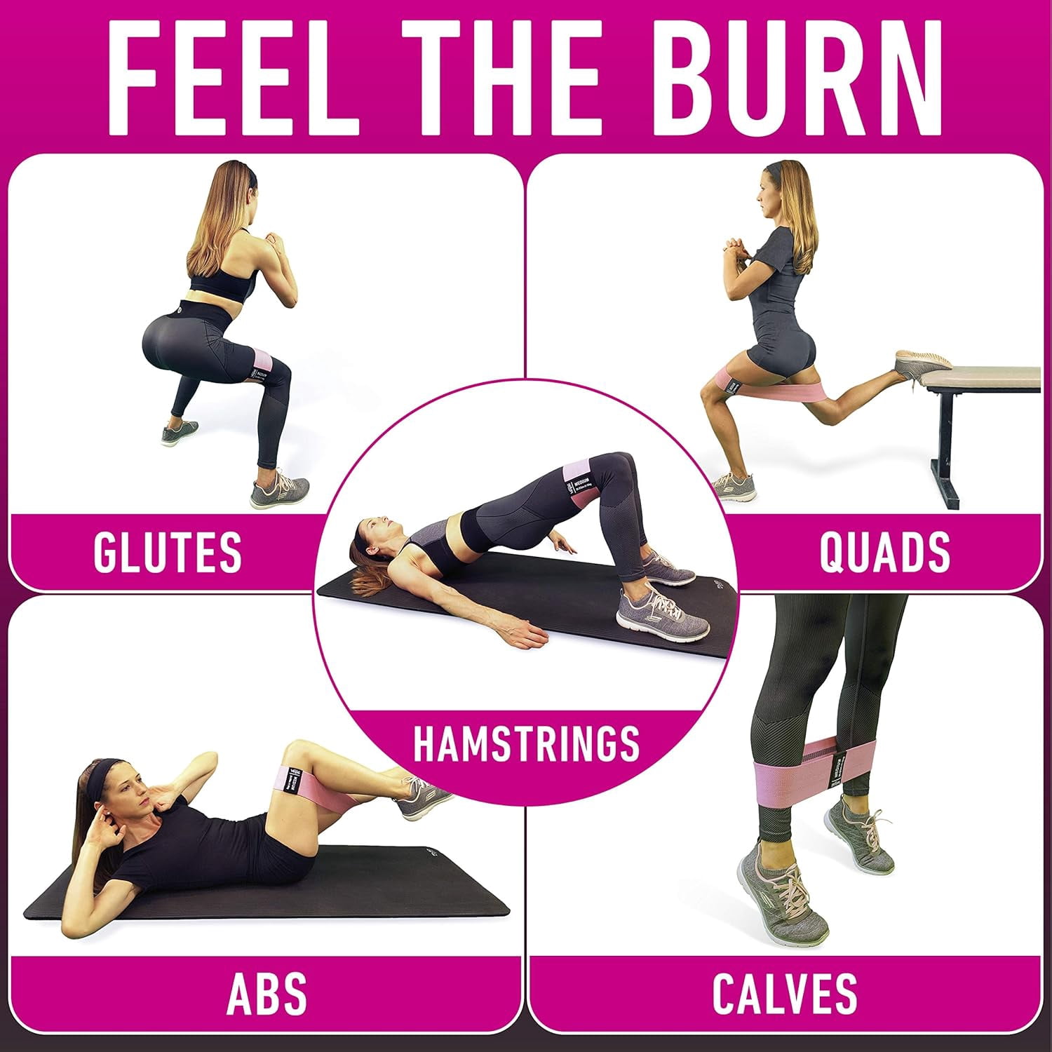 4 PK Resistance Bands for Working Out with Workout Bands Guide 4 Booty Bands for Women Men Fabric Elastic Bands for Exercise Bands Resistance Bands for Legs Bands for Working Out Hip Thigh Glute Band