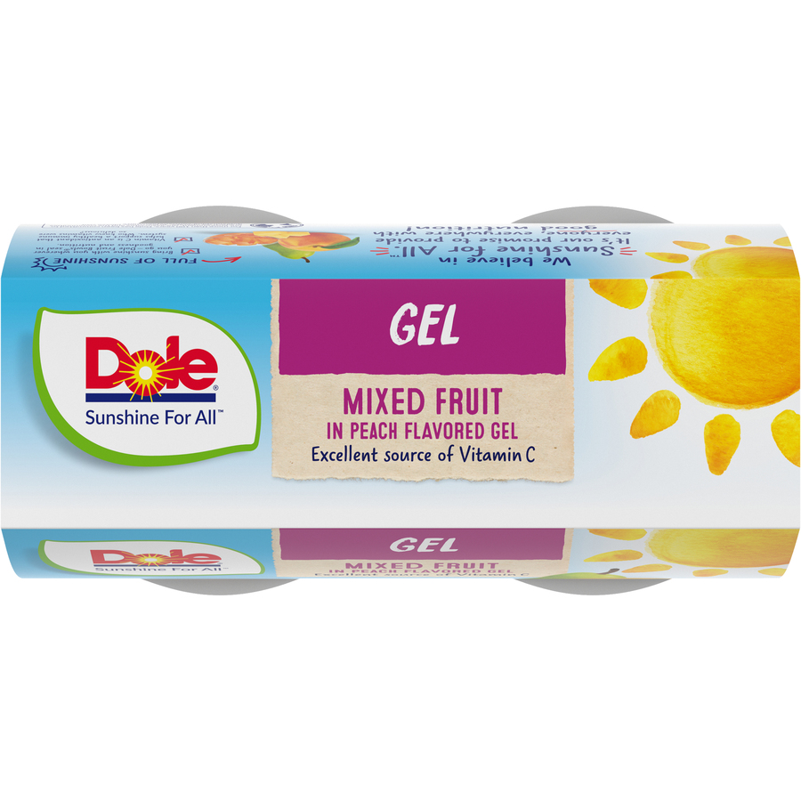 (4 Pack) Dole Mixed Fruit Cups in Peach Flavored Gel, 4.3 oz