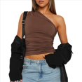 thumbnail image 3 of Tops de Mujer para Salir, Verano, , Top Corto, Camisetas Y2K, Corsé, Ropa de Entrenamiento de Moda 2025 Marrón XS, 3 of 10