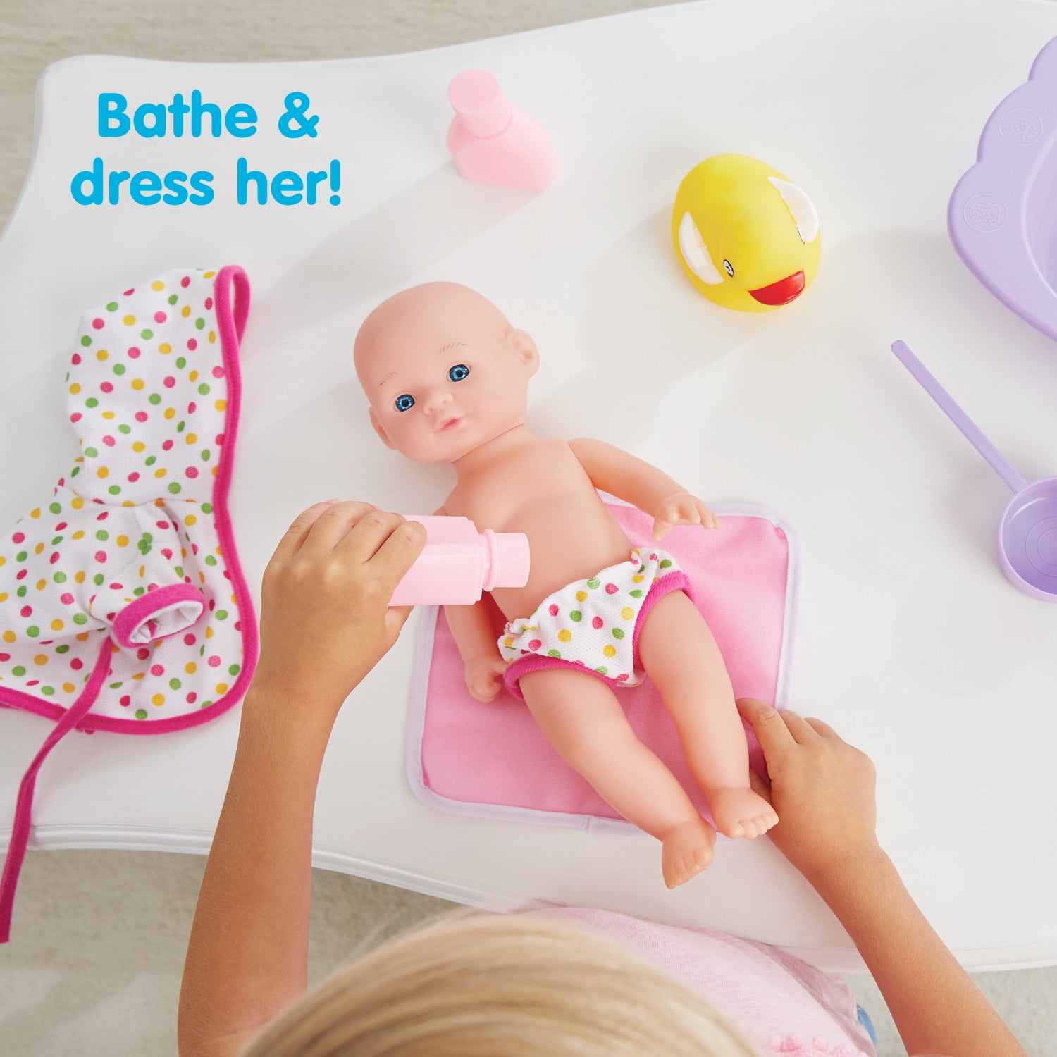 Kidoozie Bathtime Baby, 12-Inch Doll, Bath tub and Accessories for Kids, Pretend Play, Ages 3 and up