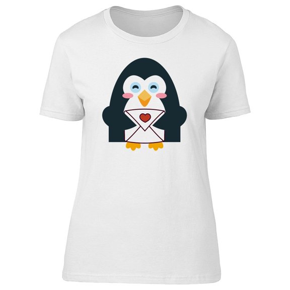 Penguin With Love Letter T-Shirt, Small