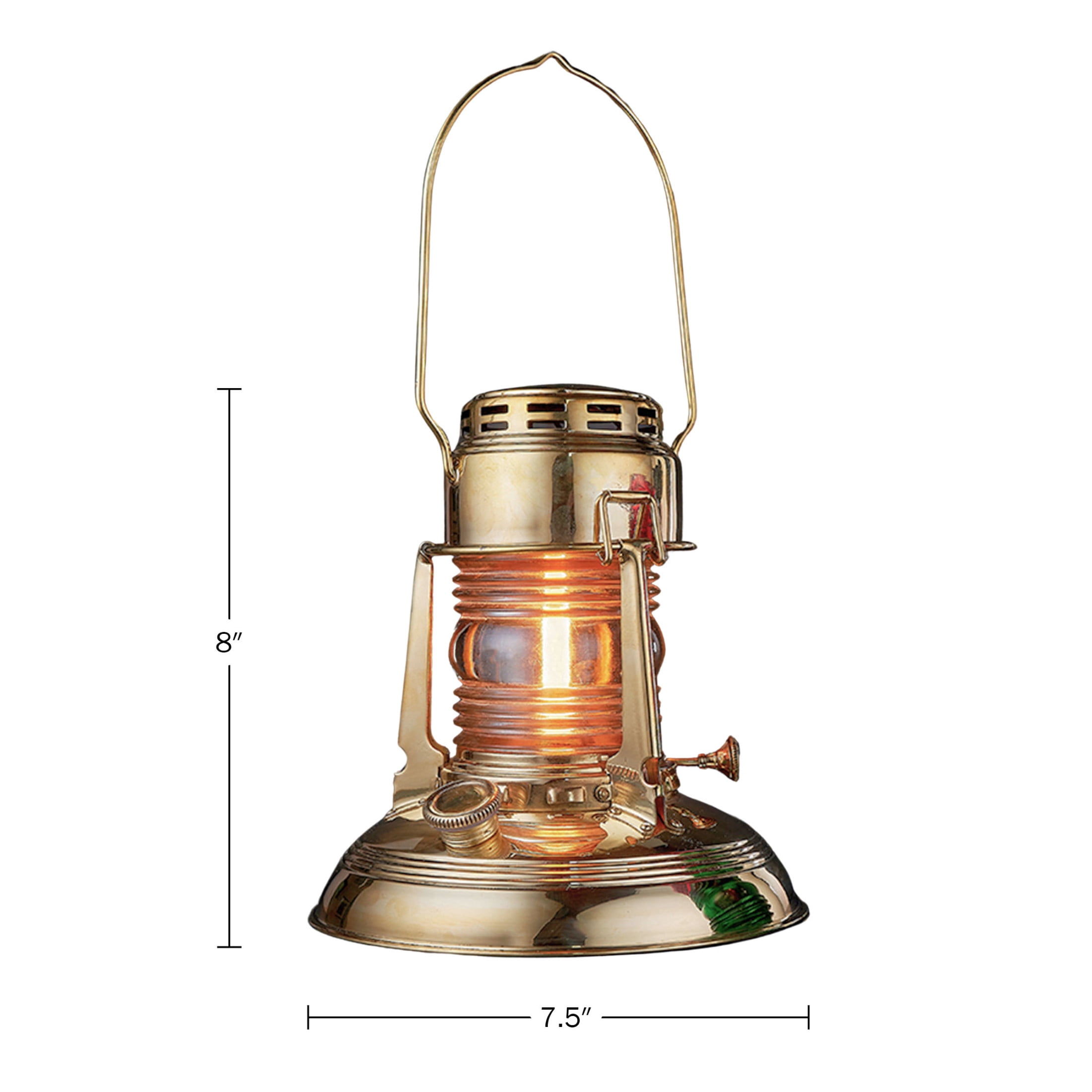 Kings County Tools 8” Tall Railroad-Style Oil Lamp with Brass Body