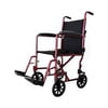 Lightweight Aluminum Transport chair Wheelchair, Fixed Full Arms, 19" Seat Burgundy
