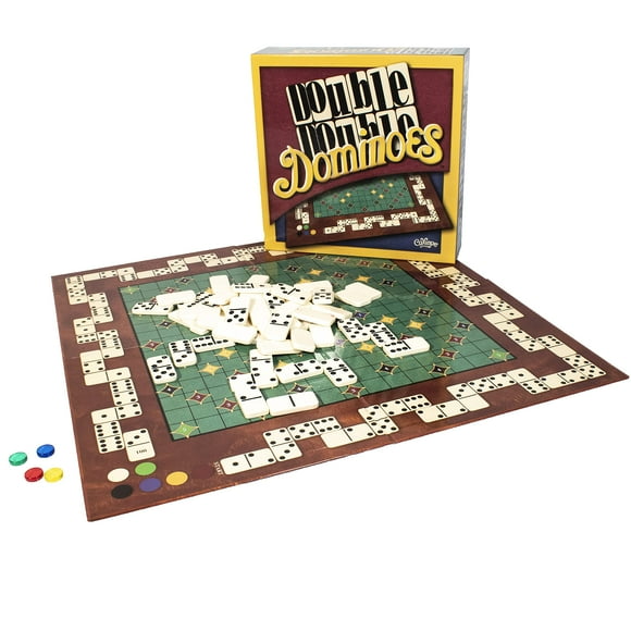 Calliope Games Double Double Dominoes - Mexican Train Domino Board Game With A Twist - Family Game For Game Night -2-4 Players
