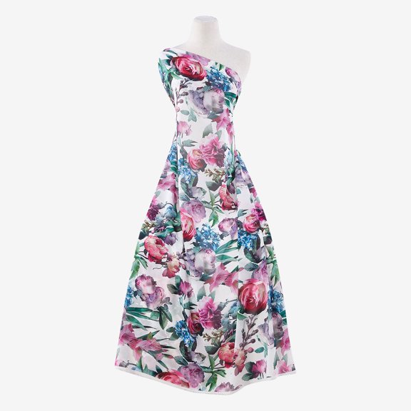 Zelouf Zs1803Qqqq Print Hi Multi Chiffon  , Sewing, DIY, Crafts Fabric by the Yard, 143 Cream/berry, 3 Yard